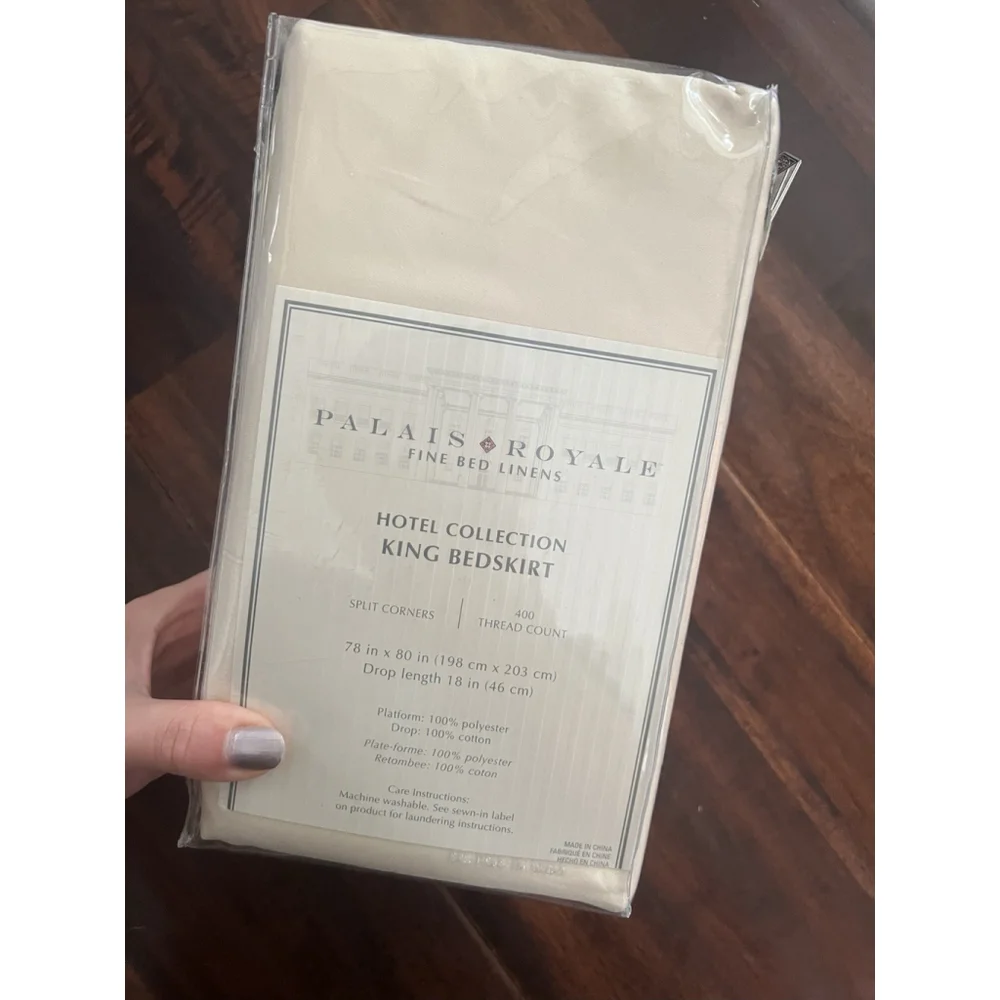 Palais Royale Hotel Collection Full Bed Skirt Beige Ivory Cotton 18
